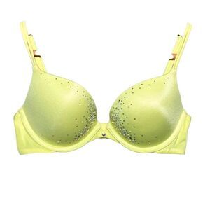 Victoria Secret Very Sexy Push Up Rhinestone Yellow Smooth Cup‎ Padded Bra 34D